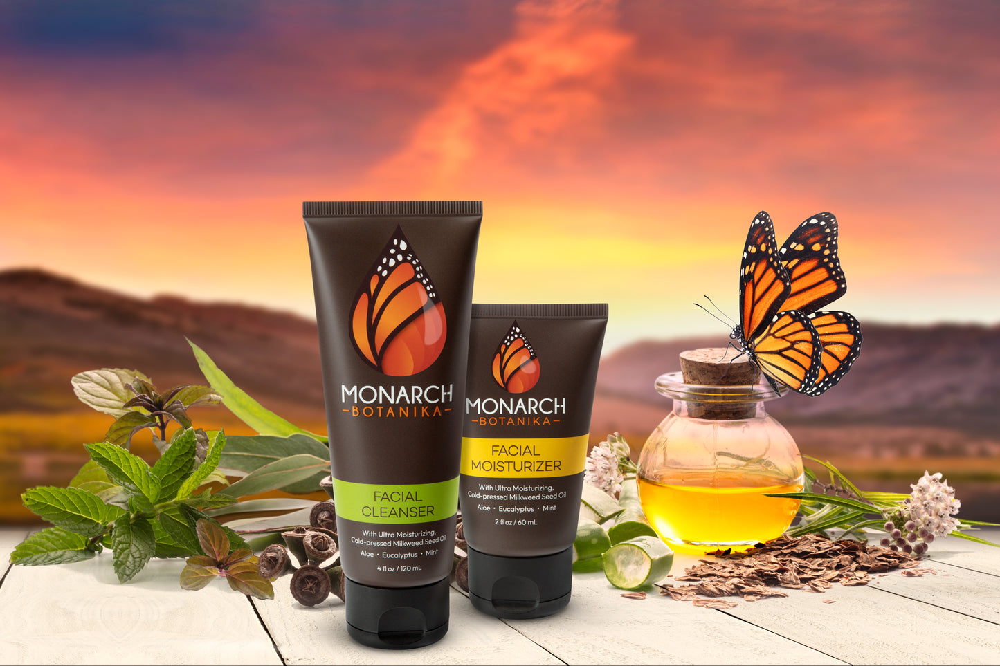 Facial Care Kit: Cleanser and Moisturizer with cold-pressed Milkweed Seed Oil