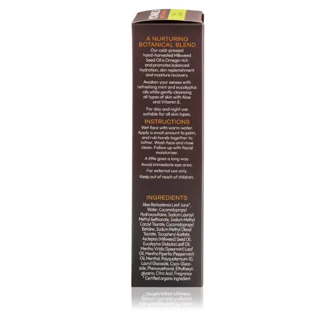 Facial Cleanser with cold-pressed Milkweed Seed Oil